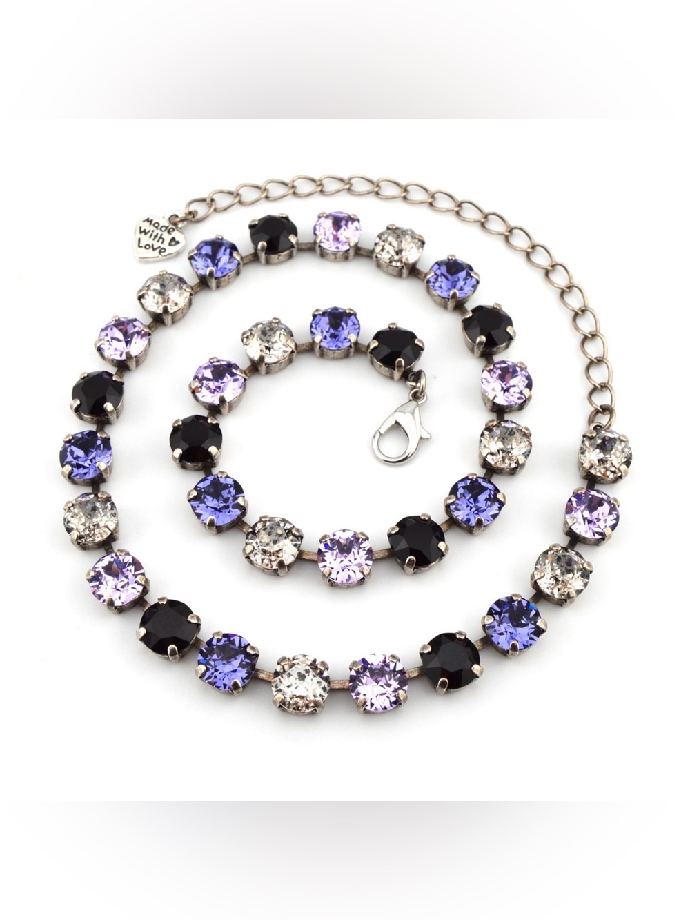 Crystal necklace in Purple, Black & Clear
